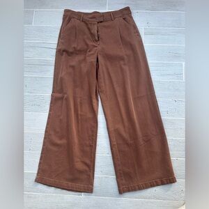 AMERICAN EAGLE Dreamy Drape Stretch Poppy Wide Leg Trousers - Brown - 12 Regular